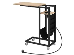 Costway Beistelltisch C-förmig mit Ladestation Sofatisch