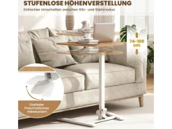 Costway Beistelltisch Höhenverstellbar mit Rollen Stehtisch