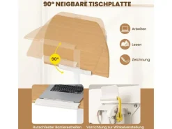 Costway Beistelltisch Höhenverstellbar mit Rollen Stehtisch