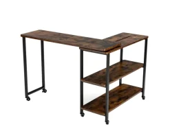 Costway Beistelltisch Holz Couchtisch L-Form 101 x 82,5 x72,5 cm Braun