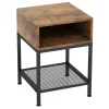 Discount Costway Beistelltisch Im Industriedesign Nachttisch mit Stauraum Braun