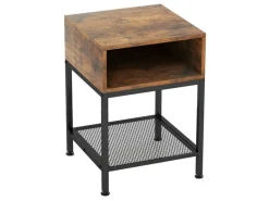 Discount Costway Beistelltisch Im Industriedesign Nachttisch mit Stauraum Braun