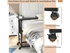 Best Costway Beistelltisch mit Rollen Laptoptisch Höhenverstellbar Grau