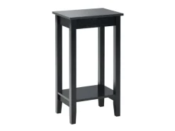 Costway Beistelltisch mit Regal 2-Stöckiger & 4 Massivholzbeinen Black