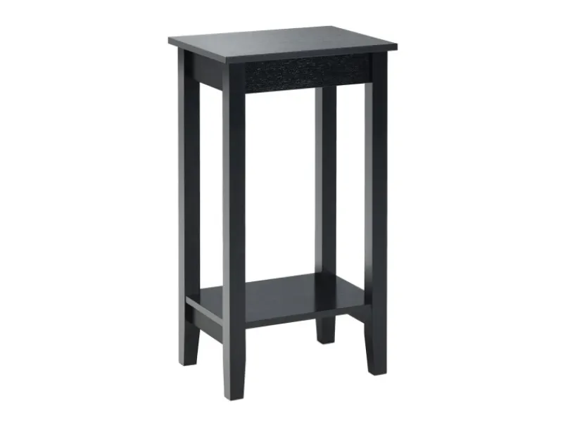 Costway Beistelltisch mit Regal 2-Stöckiger & 4 Massivholzbeinen Black