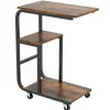 Costway Beistelltisch Sofatisch mit Rollen C-Form 3 Ebenen Kaffeetisch