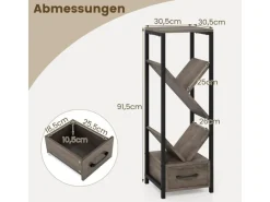 Costway Büroregal Freistehend Aufbewahrungsregal 30,5 x 30,5 x 91,5 cm
