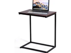 Costway C-förmig Beistelltisch Laptoptisch Metall 55x35x65cm Braun