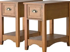 Clearance Costway 2er Set Beistelltisch mit Schublade und Ablage braun Gelb