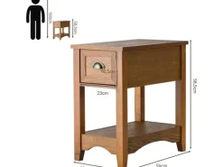 Clearance Costway 2er Set Beistelltisch mit Schublade und Ablage braun Gelb