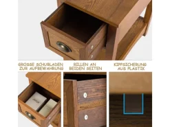 Clearance Costway 2er Set Beistelltisch mit Schublade und Ablage braun Gelb