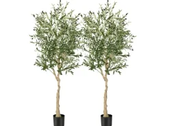 Hot Costway 2er Set Künstliche Olivenbaum Blättern Grün 180 cm