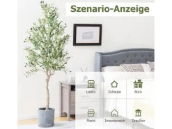 Hot Costway 2er Set Künstliche Olivenbaum Blättern Grün 180 cm