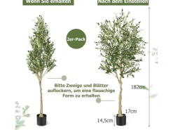 Hot Costway 2er Set Künstliche Olivenbaum Blättern Grün 180 cm