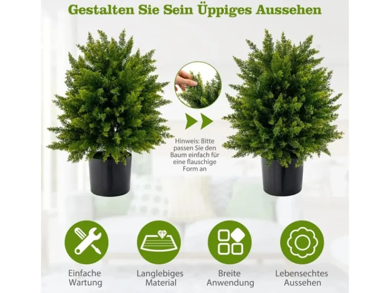 Costway 2er Set Kunstpflanze für Haus Büro Grün 55cm