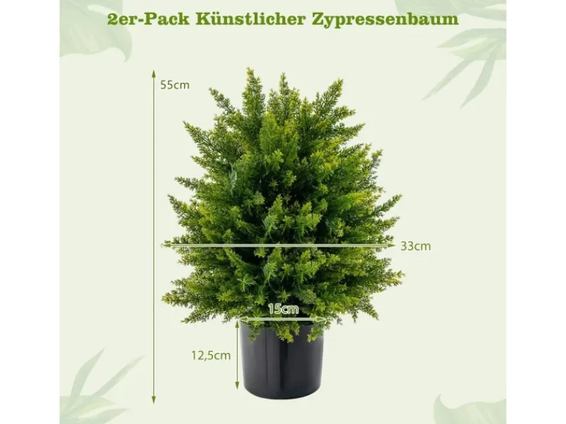 Costway 2er Set Kunstpflanze für Haus Büro Grün 55cm