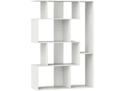 Discount Costway Geometrische Holzregal Bücherregal mit Kippsicherungen Weiß