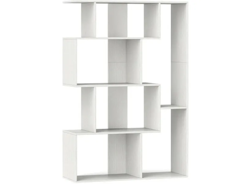 Discount Costway Geometrische Holzregal Bücherregal mit Kippsicherungen Weiß