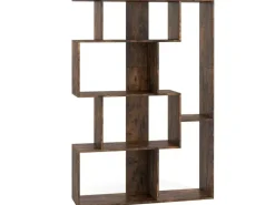 Outlet Costway Geometrische Holzregal Bücherregal mit Kippsicherungen Braun