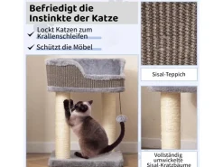 Costway Kratzbaum Klein mit Großem Plüschsitz Ball 38x38x51 cm