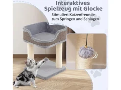 Costway Kratzbaum Klein mit Großem Plüschsitz Ball 38x38x51 cm