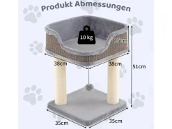 Costway Kratzbaum Klein mit Großem Plüschsitz Ball 38x38x51 cm