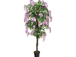 Hot Costway Kunstbaum mit Blättern & 2 Stämmen Kunstblume Rosa 180 cm