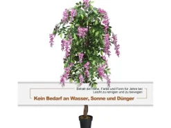 Hot Costway Kunstbaum mit Blättern & 2 Stämmen Kunstblume Rosa 180 cm