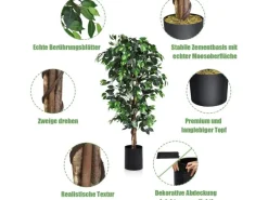 Costway Kunstpflanze für Zuhause Garten Büro 180 cm