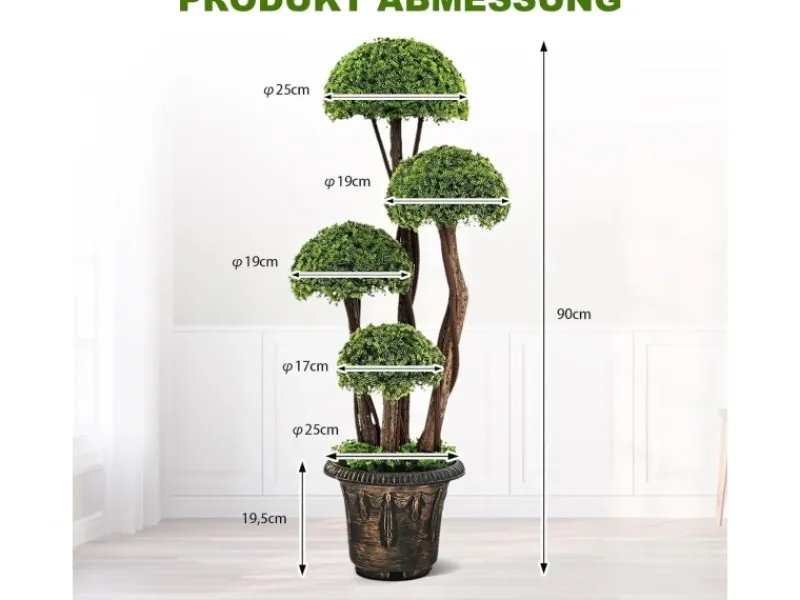 Online Costway Kunstpflanze mit 4 Kugeln & Realistischem Stamm Grün 90 cm