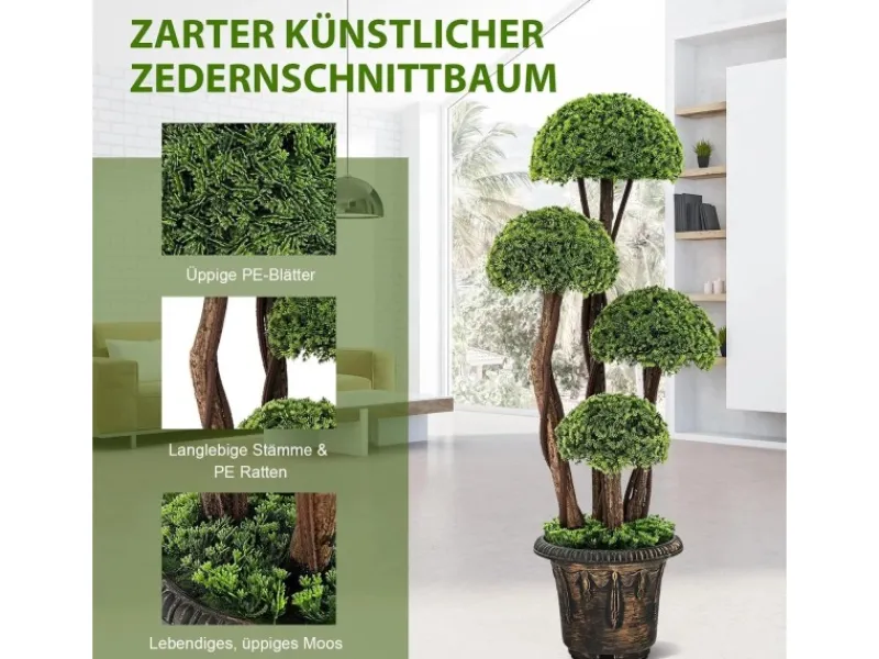 Online Costway Kunstpflanze mit 4 Kugeln & Realistischem Stamm Grün 90 cm