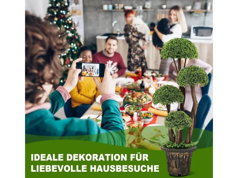 Online Costway Kunstpflanze mit 4 Kugeln & Realistischem Stamm Grün 90 cm