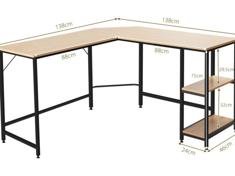 Costway L-förmiger Schreibtisch Homeoffice Schreibtisch