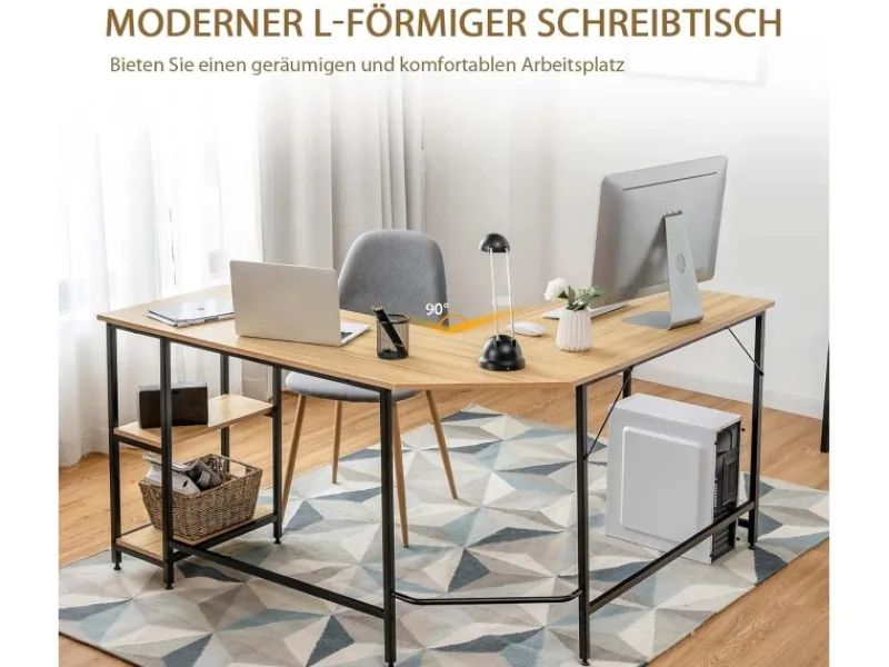 Costway L-förmiger Schreibtisch Homeoffice Schreibtisch
