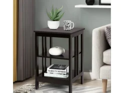 Clearance Costway Nachttisch 3 Ebenen Beistelltisch Nachtschrank Braun