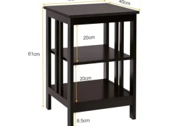 Clearance Costway Nachttisch 3 Ebenen Beistelltisch Nachtschrank Braun