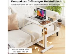 Costway Pflegetisch mit Rollen Betttisch Krankentisch