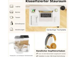 Costway Pflegetisch mit Rollen Betttisch Krankentisch