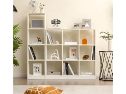 Costway Regal mit 4 Fächern Bücherregal Holz 38 x 142 x 33 cm Weiß