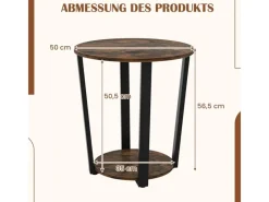 Hot Costway Runder Beistelltisch Sofatisch mit Metallrahmen Braun