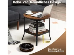 Sale Costway Runder Beistelltisch Industriell Vintagebraun 50 x 50 x 49,5cm