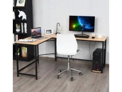 Outlet Costway Schreibtisch L-Form 168 x 125 x 74 cm Natur