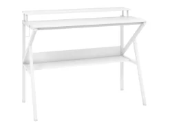 Best Costway Schreibtisch mit Monitorständer PC-Tisch mit Regal Weiß