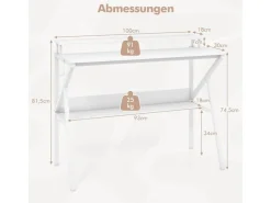 Best Costway Schreibtisch mit Monitorständer PC-Tisch mit Regal Weiß