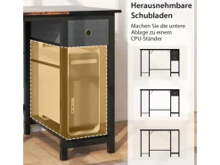 Costway Schreibtisch mit 2 Schubladen Großer PC-Tisch Zuhause