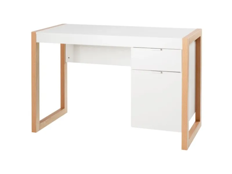 Costway Schreibtisch mit Schublade und Schrank Kinderschreibtisch Weiß