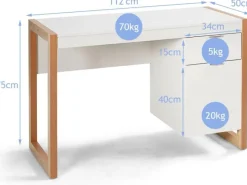 Costway Schreibtisch mit Schublade und Schrank Kinderschreibtisch Weiß