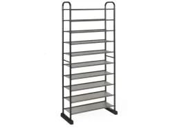 Costway Schuhregal mit 10 Ebenen mit Abnehmbarem Regal Schwarz