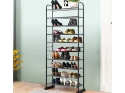 Costway Schuhregal mit 10 Ebenen mit Abnehmbarem Regal Schwarz