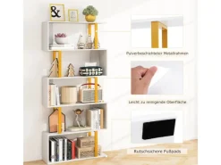 Costway Standregal mit 5 Ebenen S-förmig Büroregal Freistehend Weiß
